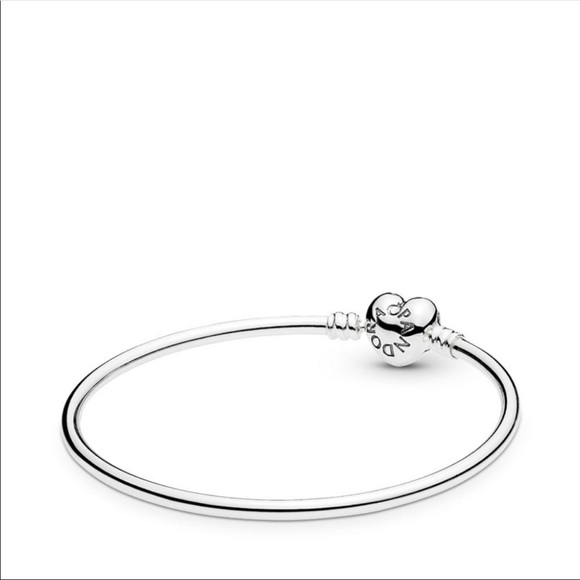 Pandora Jewelry - AUTH Moments Silver Bangle Bracelet, Logo Heart